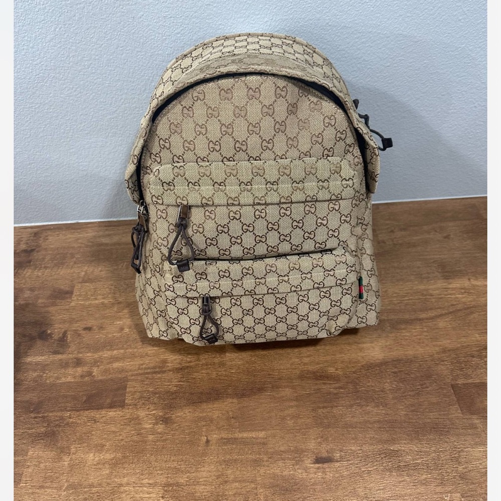 Gucci Beige GG Canvas Large Backpack